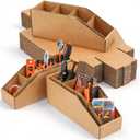 30 Pcs Cardboard Storage Parts Bins Open Top Corrugated Cardboard Storage Boxes Organizer Parts Bins for Shelves, Garages, Offices, Stores (12 x 4 x 4.5 Inch,Natural)