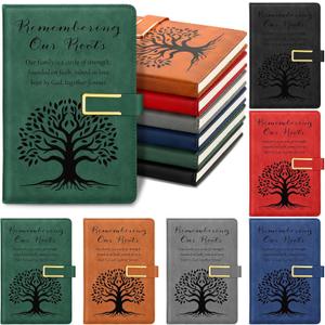6 Pcs Family Reunion Favors Christian Journals Bulk Remember Our Roots Man of God Gifts A5 Faux Leather Hardcover Notebook with Phone Card Bag for Church Members Group Pastor