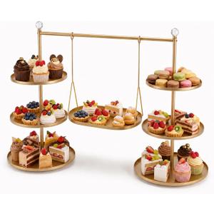 Metal 3 Tier Cupcake Stands Display, Removable Tray with Swing,Gold
Perfect For Weddings,Birthdays,Christmas,Parties,Decor,Dessert Table Display Set,Cupcake Tower,35 x 11.42 x 21.65 in