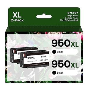 950XL Black Ink Cartridges Compatible for HP 950 XL Ink Replacement High Yield Use with OfficeJet Pro 8600 8610 8615 8620 8100 8630 8660 8640 8615 8625 276DW 251DW Printer (Black, 2 Pack)