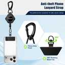 Dadanism Anti-Theft Phone Tether, Universal Phone Lanyard Retractable Steel Line Cell Phone Strap with Heavy-Duty Carabiner & 360 Rotatable Metal Tab for Outdoor Hiking Fishing Skiing Climbing, Black