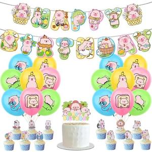 Pack of 3 Capybara Birthday Party Decorations Supplies Include Banner Balloons Cupcake Toppers and Cake Toppers