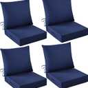 Outdoor Chair Cushions, 24 x 24 Inch Outdoor Cushion for Patio Furniture, Patio Chair Cushion, Waterproof & Fade Resistant Deep Patio Furniture Cushions Set with Handle and Ties, Navy Blue (Set of 4), 24*24+5.75/25*22.5