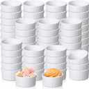 Ziliny 72 Pcs Mini Ramekins 2 oz Porcelain Souffle Oven Dishwasher Safe Small Ceramic Baking Dipping Sauce Ramekins for Charcuterie Board Creme Brulee Dishes Condiment Sauce Dipping Cups