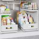 2 Pack 18 IN Depth Under Sink Organizer with Smooth Ball Bearing Slides,2-Tier Pull Out Cabinet Storage, Slide Out Drawers for Bathroom & Kitchen, Rust-resistant Coating, Height Adjustable-White