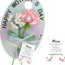 MSEHKM Handmade Crochet Flowers for Mom with Heartfelt Cards Handmade Knitted Flower Bouquet
