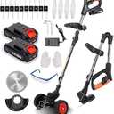 CHUVIM Weed Wacker Cordless Electric Weed Eater Battery Powered with 2 Batteries, 3 in 1 String Trimmer Edger Lawn Tool, Brush Cutter Weed Whacker Lawn Trimmer Weedeater with Blades and String, Black