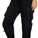 Quick Dry Cargo Pants Lightweight Tactical Hiking Pants with 6 Pockets for Women, Elastic Waist and Water-Resistant (Medium, Black)