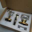 Champagne Glass Door Knobs Interior with Lock, Gold Satin Brass Crystal Privacy Octagon Door Knobs for Bedroom Bathroom