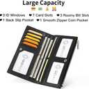 GOIACII Slim Wallet for Women Rfid Blocking Credit Card Holder with Zip Pocket Bifold Vegan Pebble Leather Black