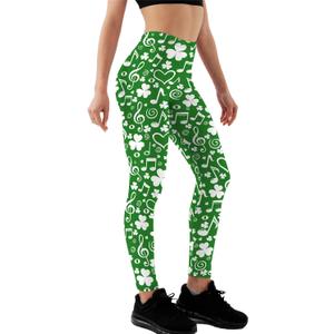 SCVBH Women's St Patrick's Day Leggings Irish Green Shamrock Printed High Waisted Tights Trendy Workout Yoga Pants(S, Green)