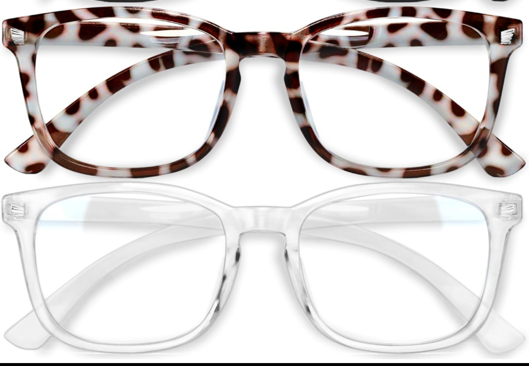 IBOANN Stylish Blue Light Glasses for Woman - Computer Glasses 99% Blue Light Blocking - Lightweight TR90 Frames - 2 pack