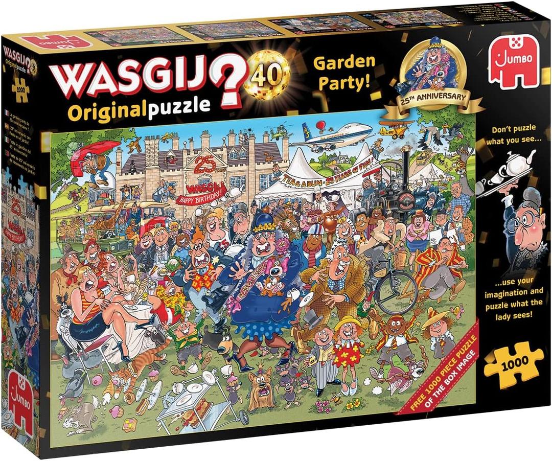 Jumbo, Wasgij, Original 40 - Garden Party!, 25th Anniversary Unique Collectable Jigsaw Puzzle for Adults, 1,000 Piece