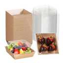 NEKSUNBAK 20Pack of 4"x4"x2.3" Brown Bakery Boxes with Clear Lids - Disposable Charcuterie & Dessert Boxes for Cookies, Cakes, Chocolate Strawberries, and Party Treats To Go