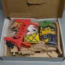 Tiny Land 55PCS Wooden Train Set - Compatible with Major Brand Tracks, Educational Toy for Toddlers & Kids Ages 3-7, Durable Wooden Railway Tracks