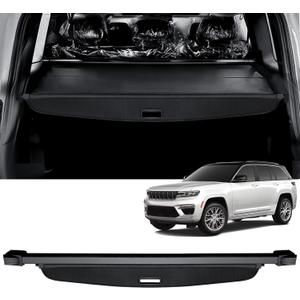 AUXKO Retractable Cargo Cover for Jeep Grand Cherokee(2 Row; WL) 4XE 2026-2022, Trunk Cover Security Cover for 2025 Grand Cherokee Shielding Shade Anti-Peeping Luggage Privacy Screen, Carbon Fiber