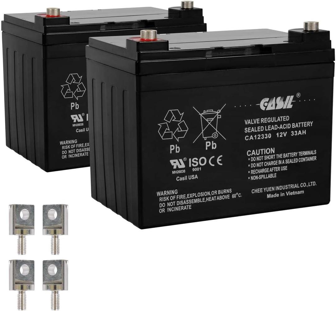 Casil 12V 33Ah Replacement Battery Compatible with Hoveround MPV1 MPV2 MPV3 MPV4 MPV5 Battery Jazzy 1103 45976 UB UPS12-150MR LC-LA1233P EP33-12 PR UPS12-150MR LC-LA1233P EP33-12 PRC1235, 2 Pack