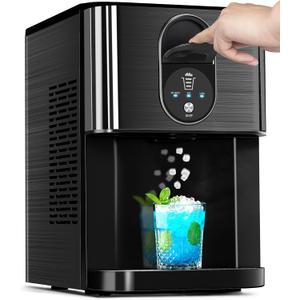 Countertop Nugget Ice Maker, 44lbs/24H Nugget Ice Machine Countertop, Chewable Pellet Ice Maker Machine with Ice Dispenser, 2.4L Water Reservoir, Self-Cleaning, Ideal for Kitchen/Bar/Office, D-Black
