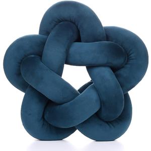 Knot Plush Throw Pillow Handmade Knotted Star Pillow Soft Sofa Lumbar Cushion Stuffed Cushion Home Office Children Room Decor, Navy Blue