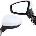 Left Driver Side Mirror Compatible With 2018 2019 2020 2021 2022 2023 2024 2025 2026 VW Tiguan With Manual Folding Power Glass Heated Turn Signal Blind Spot White Replace#5NA949145(6+2Pins)