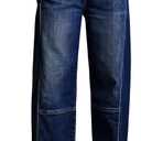 Cicy Bell Womens Baggy Cropped Jeans Elastic High Waisted Wide Leg Trendy Stretchy Seam Barrel Capri Denim Pants