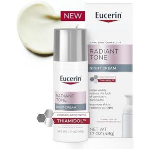 Eucerin Radiant Tone Night Cream, Dark Spot Corrector with Thiamidol, Night Moisturizer for Face Helps Visibly Reduce the Look of Persistent Dark Spots, All Skin Types, 1.7 Oz Bottle