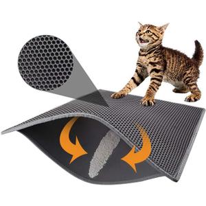 Pieviev Cat Litter Mat Double Layer Waterproof Urine Proof Trapping Mat 1 Pack (Gray, 30x24 Inch (Pack of 1))