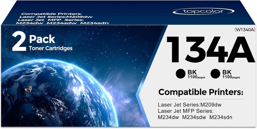2 Pack Black 134A W1340A High Yield Compatible for HP 134A 134X W1340X Toner Cartridges Compatible with HP Laser Jet M209dw M211dw Laser Jet MFP M233dw M234dw M234sdw Printers