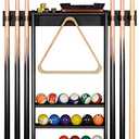 XCSOURCE Pool Cue Rack Only, Pool Stick Holder Wall Mount, 6 Pool Billiard Stick + Ball Set Wall Cue Rack, Made of 100% Bamboo Wood, Compact Billiard Table Accessories for Man Cave