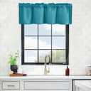 Hiasan Valance Curtains for Kitchen, Living Room, Basement, and Bathroom Windows, Small Window, Farmhouse Solid Short Topper, Short Rod Pocket Curtain Panels - 42 x 12 Inches, Turquoise, 1 Panel