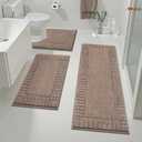Pauwer Bathroom Rugs Sets 3 Piece Bathroom Shower Rugs with U-Shaped Contour Toilet Mat Absorbent Microfiber Plush Bath Mats Non Slip Bath Rugs Machine Washable Shaggy Bath Mat Set, Coffee