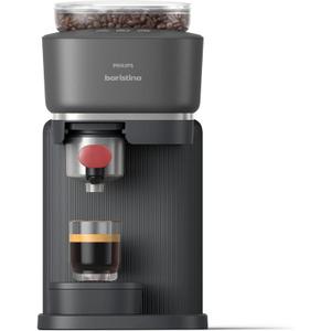 Philips Baristina Espresso Machine, Grind, Tamp & Brew Coffee Beans in One Swipe, Compact, 16 Bar Pump Pressure, Automatic Grinder, Black with Berry Red Portafilter (BAR301/60)