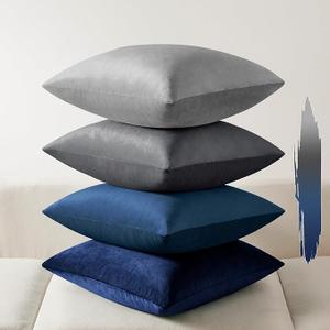 Softalker Throw Pillow Covers Set of 4, Velvet Soft Solid Colors Pillow Covers 16x16 Inch, Decorative Cushion Pillow Case for Couch Sofa Bedroom Living Room(Blue , Green)