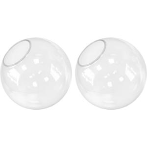 KoKo&Yukina 8 Inch 2 Pack Clear Glass Globes Shade Replacement Glass Shades - 3.35" Fitter Opening - Lighting Fixture Replacement