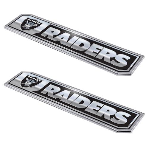 FANMATS NFL - Las Vegas Raiders 2 Piece Heavy Duty Alumnium Truck Emblem Set, Black, 1.75" x 8"