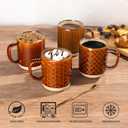GBhome 12oz Coffee Mugs Set of 4, Handmade Stoneware Coffee Mugs Set with Large Handle for Cappuccino/Latte/Tea/Hot Cocoa, Dishwasher & Microwave Safe, Caramel