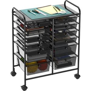 Simple Houseware Utility Cart with 12 Drawers Rolling Storage Art Craft Organizer, Black
