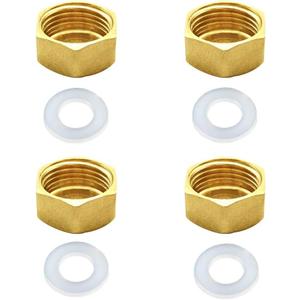 Joywayus Brass Plug Hex Head End Pipe Caps 3/8" NPS Female Thread (5/8" ID) with Rubber Gasket (Pack of 4)