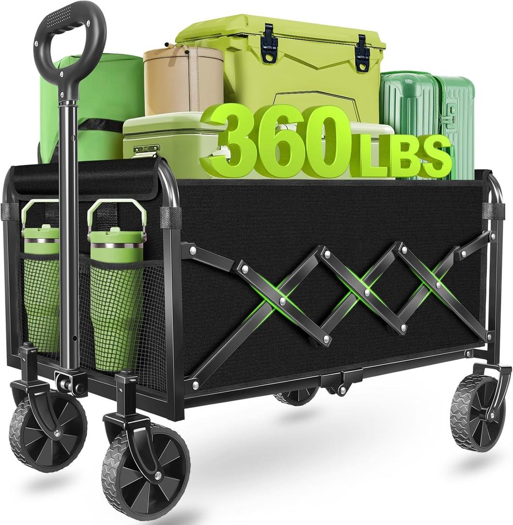 Wagons Carts Foldable - Collapsible Wagon Cart with Wheels  Folding Foldable Wagon Small Portable Lightweight for Sports, Camping, Storage, Travel, Shopping