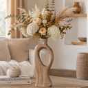 Living Room Decor Flower Vase,Ceramic Farmhouse Wood Vases Aesthetic,Office Decor Flower Pot for Desk, Boho Coffee Table Bookshelf Laundry House Decorations,Kitchen Accessories