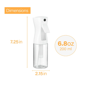 Continuous Spray Bottle - Ultra Fine Mist Sprayer | Water Spray Bottle For Hair Mister Spray Bottle | Hair Spray Bottles For Hairstyling, Cleaning, Salons - 6.8 OZ / 200 ML
