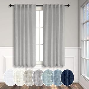 Grey Curtains 35 Inch Width for Kitchen Windows 2 Panels Back Tab Rod Pocket Linen Sheer Cafe Tier Light Filtering Short Curtains for Bedroom Laundry Room Closet Door Decor Wide 35x48 Long Light Gray