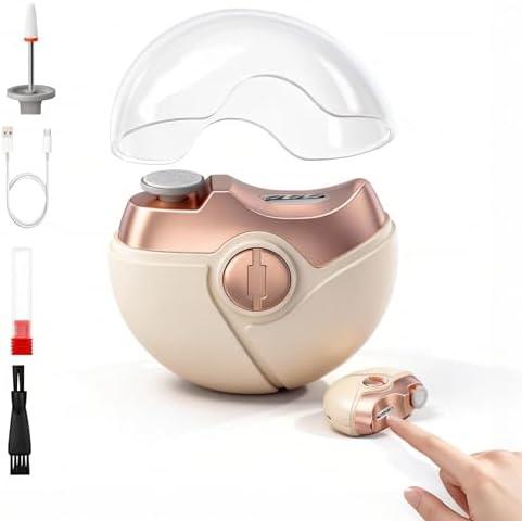 Electric Nail Clipper, Electric Clippers for Seniors, Adults and Baby, Automatic Nail Clipper with Trimming, Buffing, and Polish Removal in One, Smart Nail Clipper for Fingernail & Toenail (Beige)