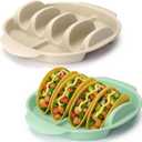 Palksky Silicone Taco Holders Set of 2, Reusable Taco Shell Holder with Dividers, Taco Plates for Hard Soft Tacos, Dishwasher and Microwave Safe Taco Stand for Family Dinner,Party,Taco Night(2 Packs)
