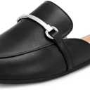 KIDMI Women's Buckle Mules Comfortable Dressy Flats Business Casual Loafers Slip On, Backless, 37
