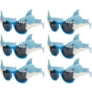 Shark Glasses Party Favors, 6pcs Hawaiian Shark Photo Booth Props Tropical Summer Beach Ocean Pool Party Supplies Shark Birthday Party Decorations Return Gifts Eyeglasses