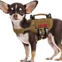 Tactical Dog Harness, Millitary Dog Vest with Durable Vertical Handle for XXS Puppy Dog (Brown)