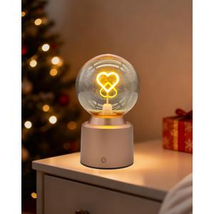 Cordless Small Table Lamp: Rechargeable LED Light for Christmas Home Decor, Ideal Gift for Couples Bedroom Nightstand (Love)