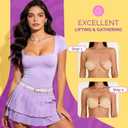 Invisible Sticky Bra Push Up, Reusable Adhesive Bra for Backless Dress, Seamless Silicone Nipple Covers for Women (B Cup, Beige, 2PCS)