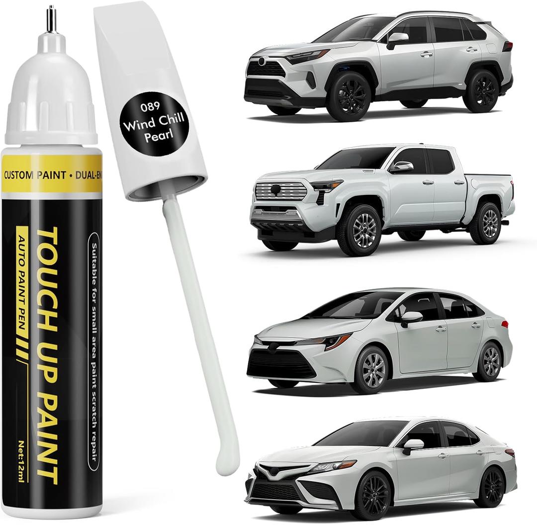 ((089) Wind Chill Pearl) Touch Up Paint for Toyota, Car Paint Scratch Repair Kit, 2 in 1 Premium Scratch Remover Pen with Exact Color-Matched